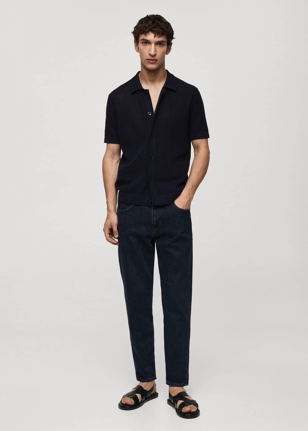 MANGO MAN - Ben tapered cropped jeans deep dark blueMen Product Image