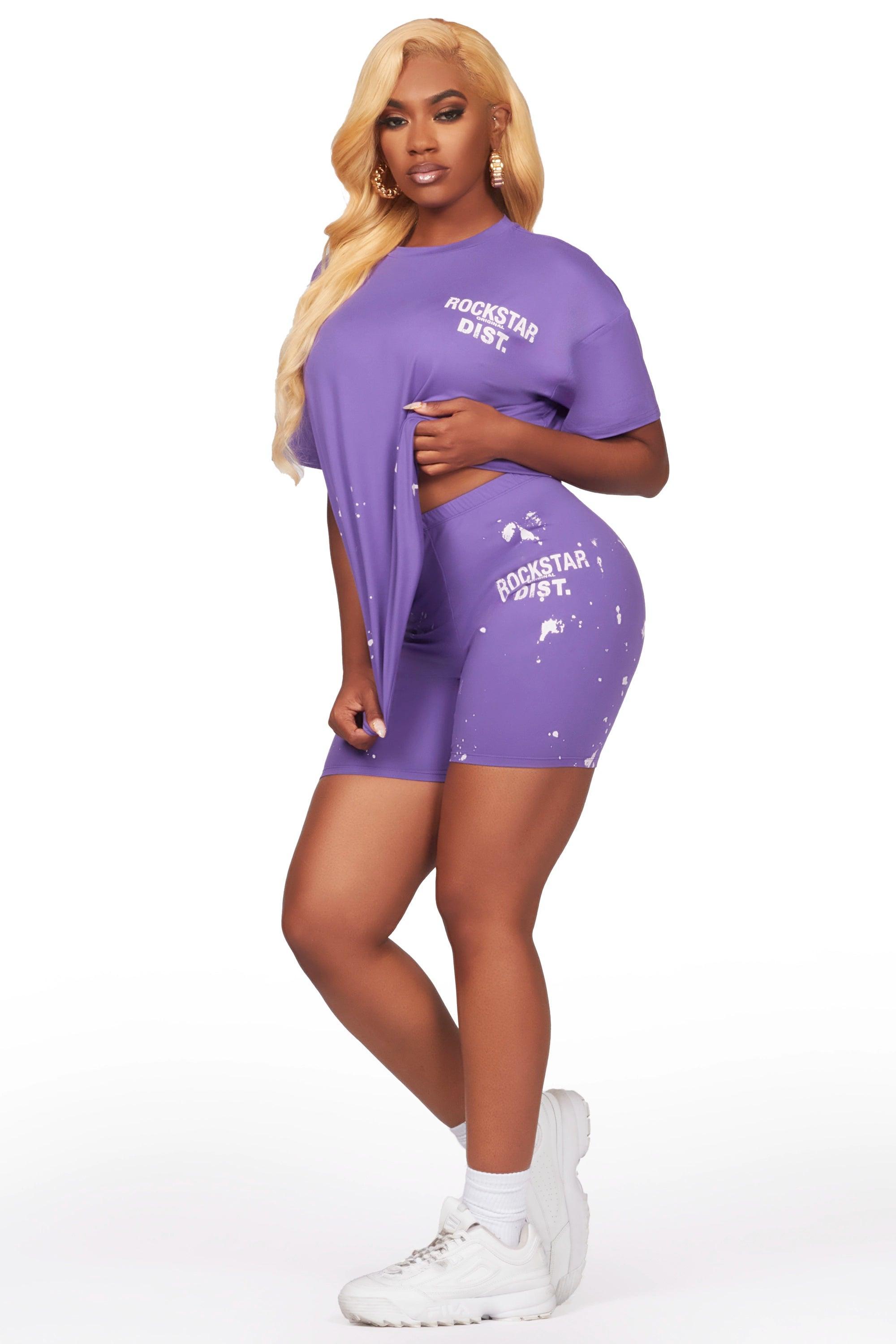 Living For It Purple Bike Short Set Female Product Image