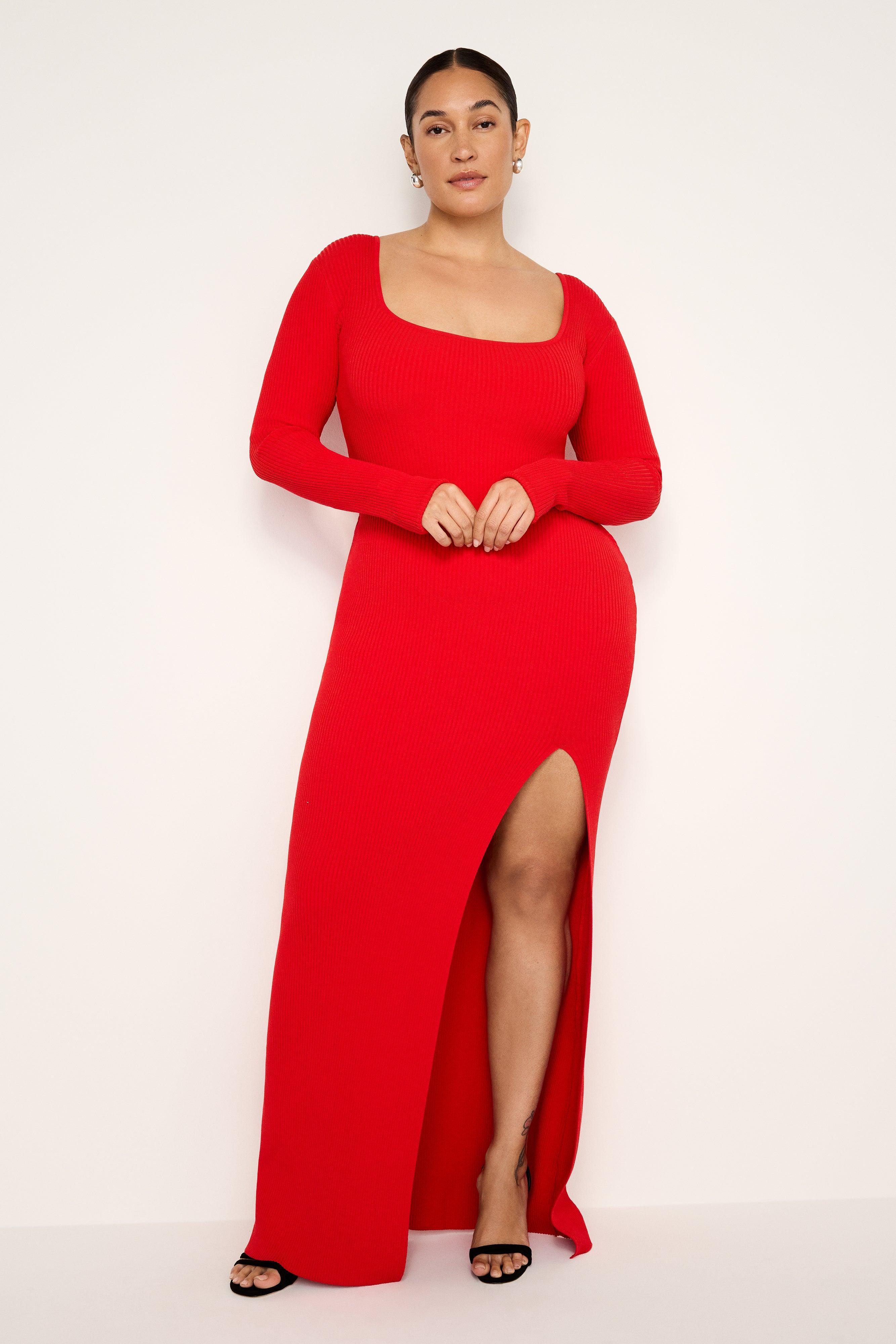 STRETCH RIB KNIT MAXI DRESS | GRENADINE003 Product Image