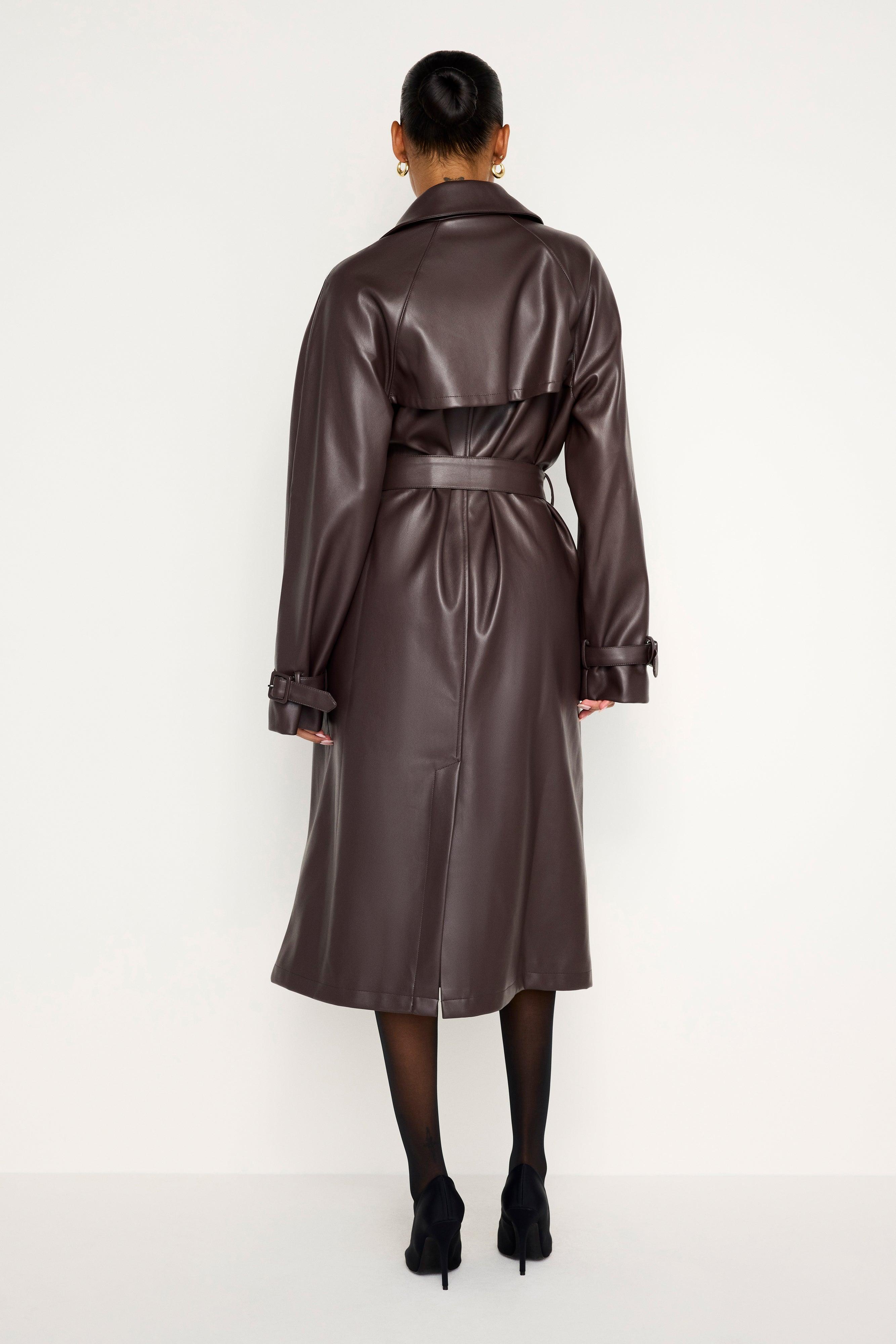 FAUX LEATHER TRENCH COAT | BARK003 Product Image