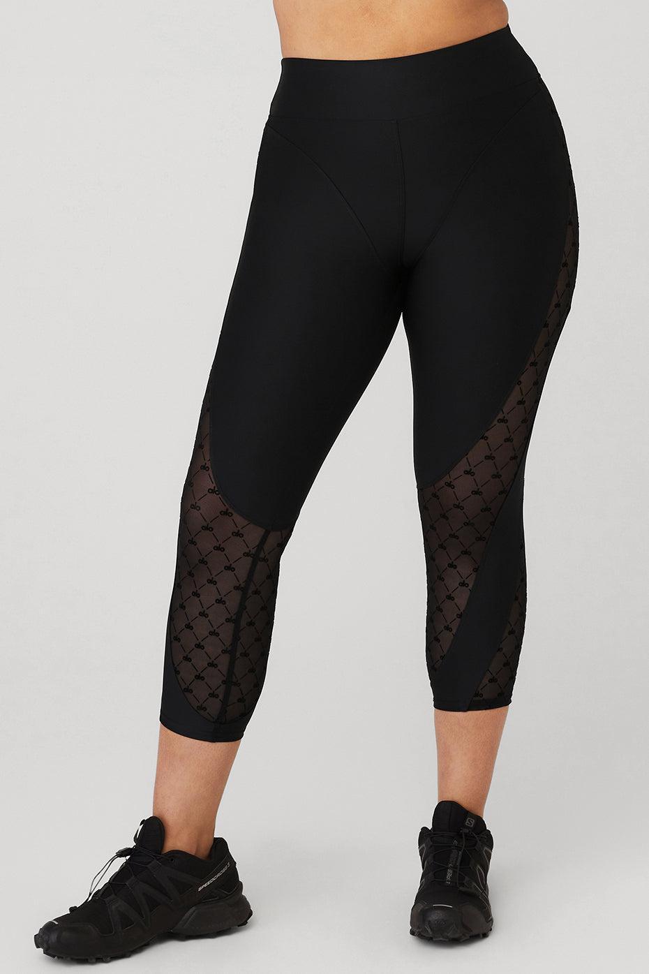 Airlift Mesh High-Waist Celeste Capri - Black Product Image