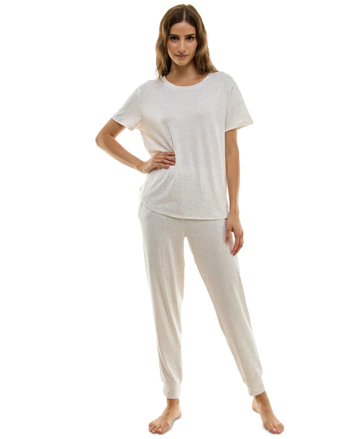 Jaclyn Intimates Womens 2-Pc. Printed Jogger Pajamas Set Product Image