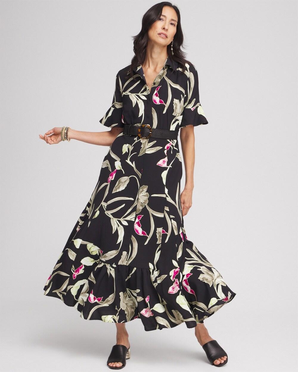 Elbow-sleeve Tiered Maxi Dress Product Image