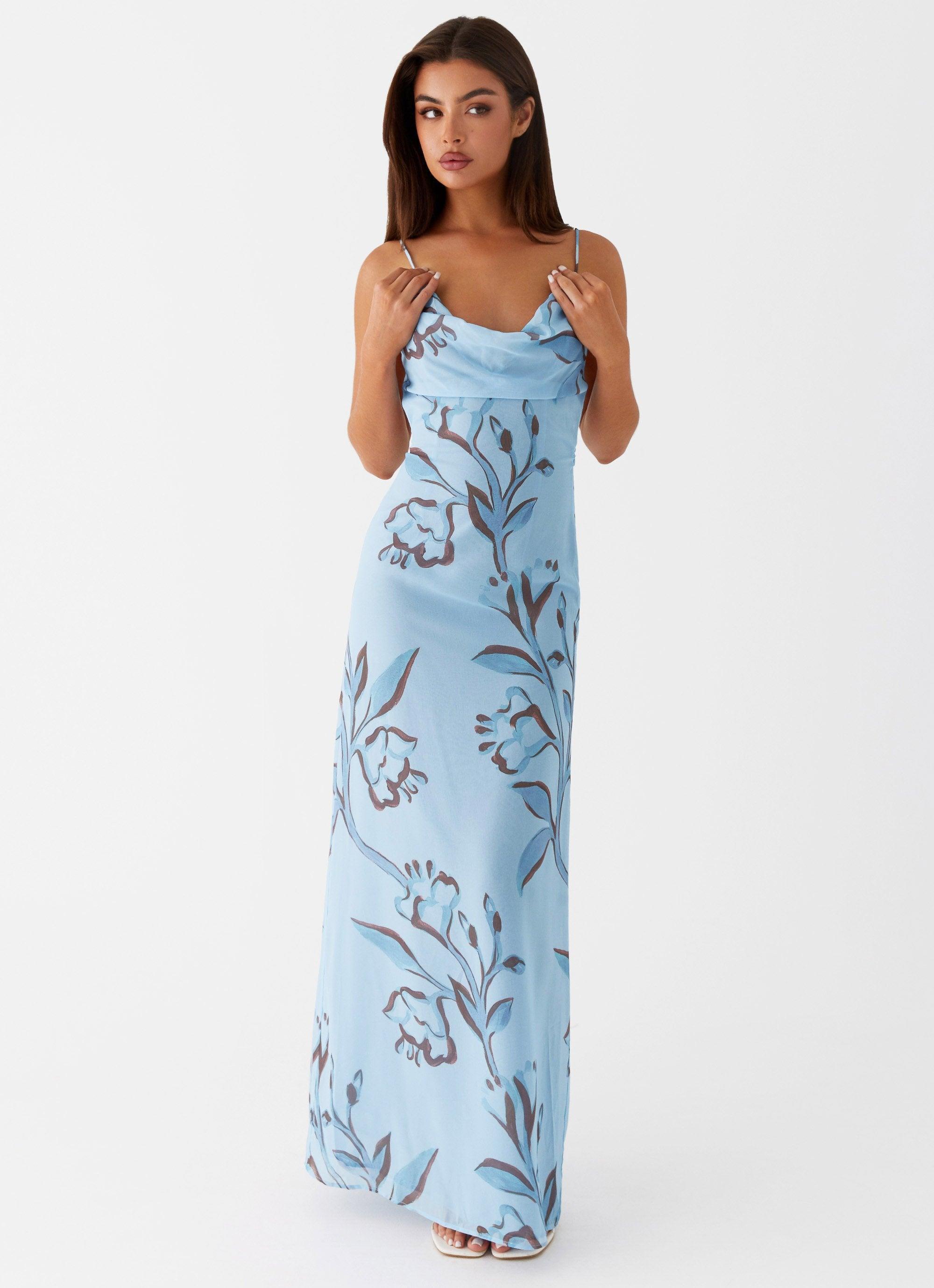 Felicia Daisy Maxi Dress - Blue Floral Product Image