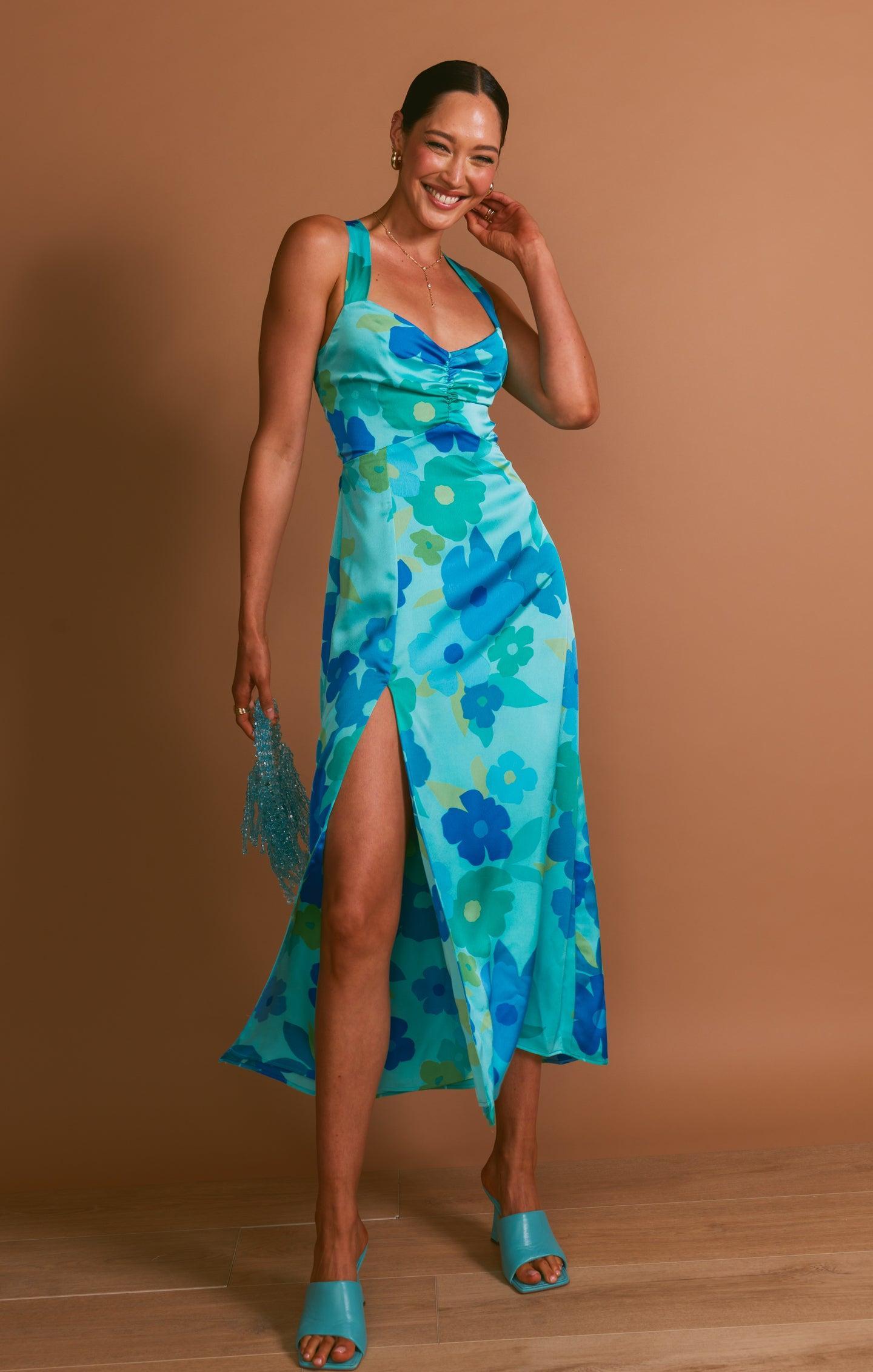 Mina Midi Dress ~ Blue Piccadilly Floral Product Image