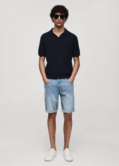 MANGO MAN - Slim-fit denim bermuda shorts medium blueMen Product Image