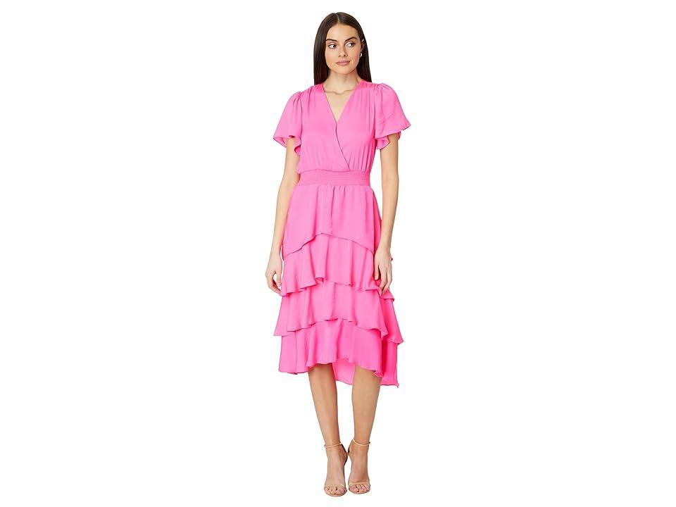 Vince Camuto Flutter Sleeve Tiered Dress Product Image