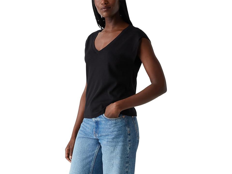 Michael Stars Tati V-Neck Power Shoulder Top Women's Clothing Product Image