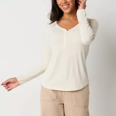 a.n.a Tall Womens Long Sleeve Henley Shirt Product Image