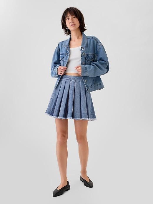 Pleated Denim Mini Skirt product image