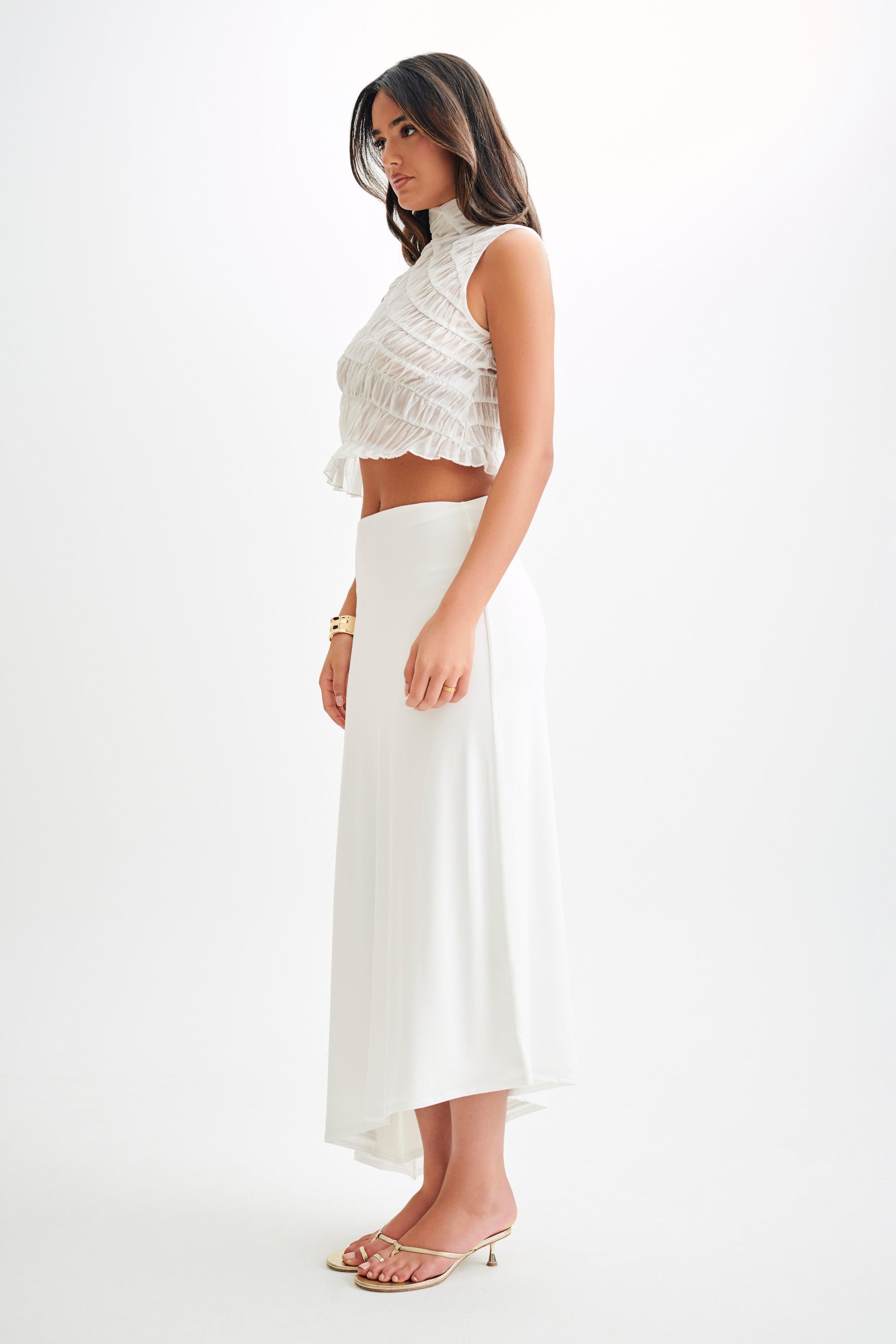 Adella Gathered Sleeveless Top - Ivory Product Image