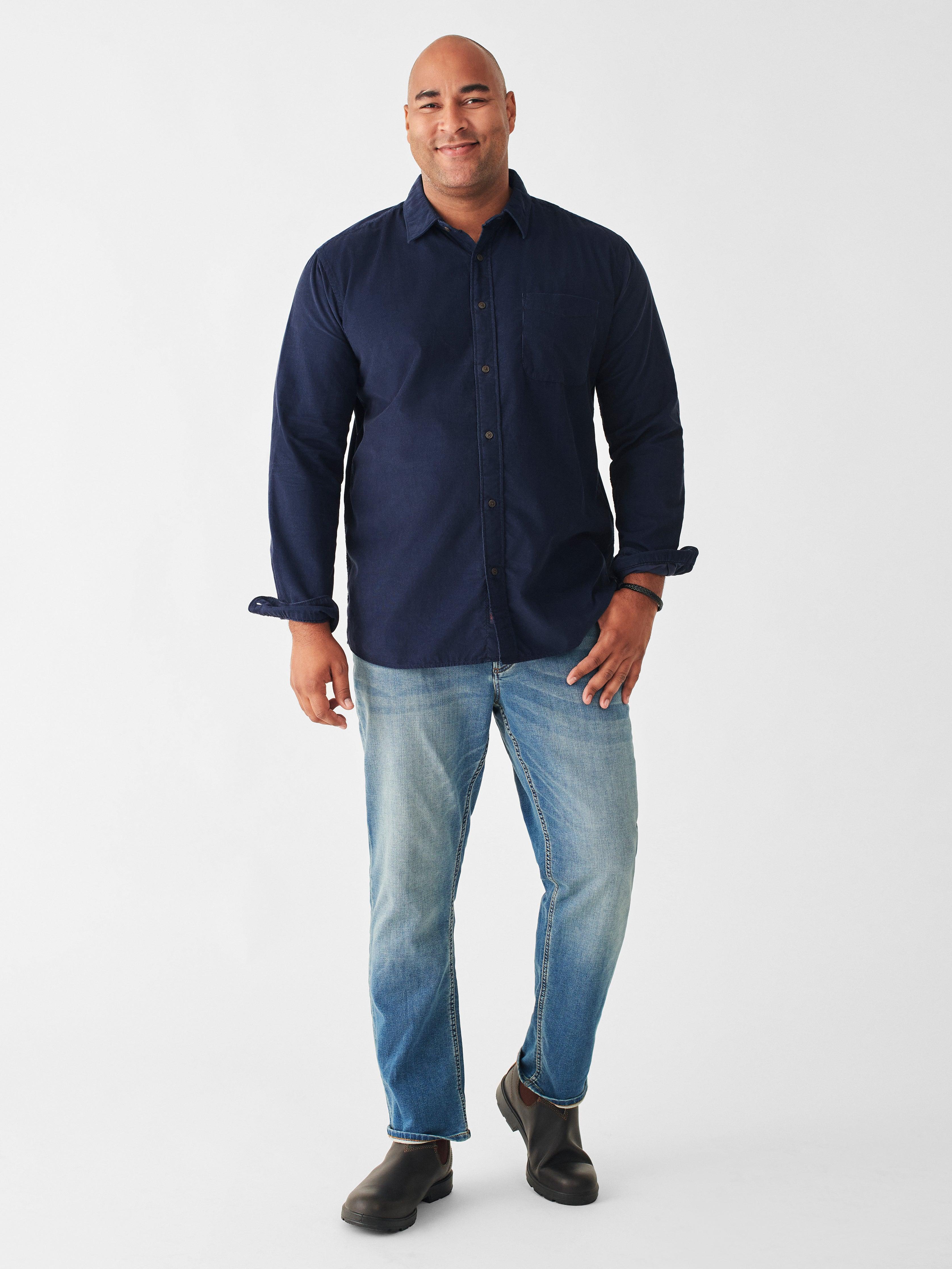 Stretch Corduroy Shirt - Navy Male Product Image