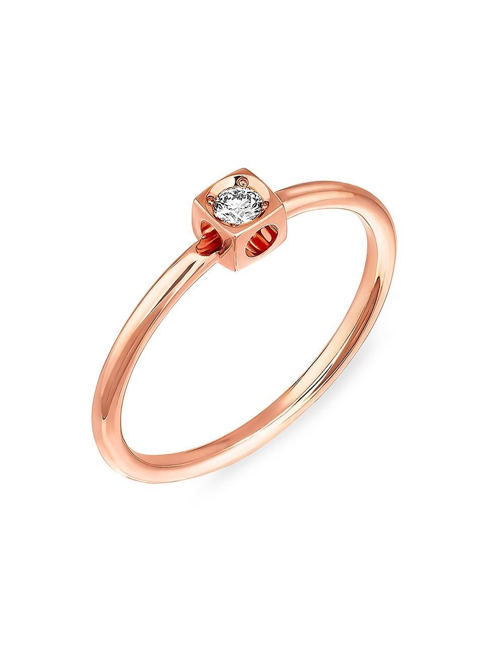 Womens Le Cube Diamond 18K Rose Gold Ring Product Image