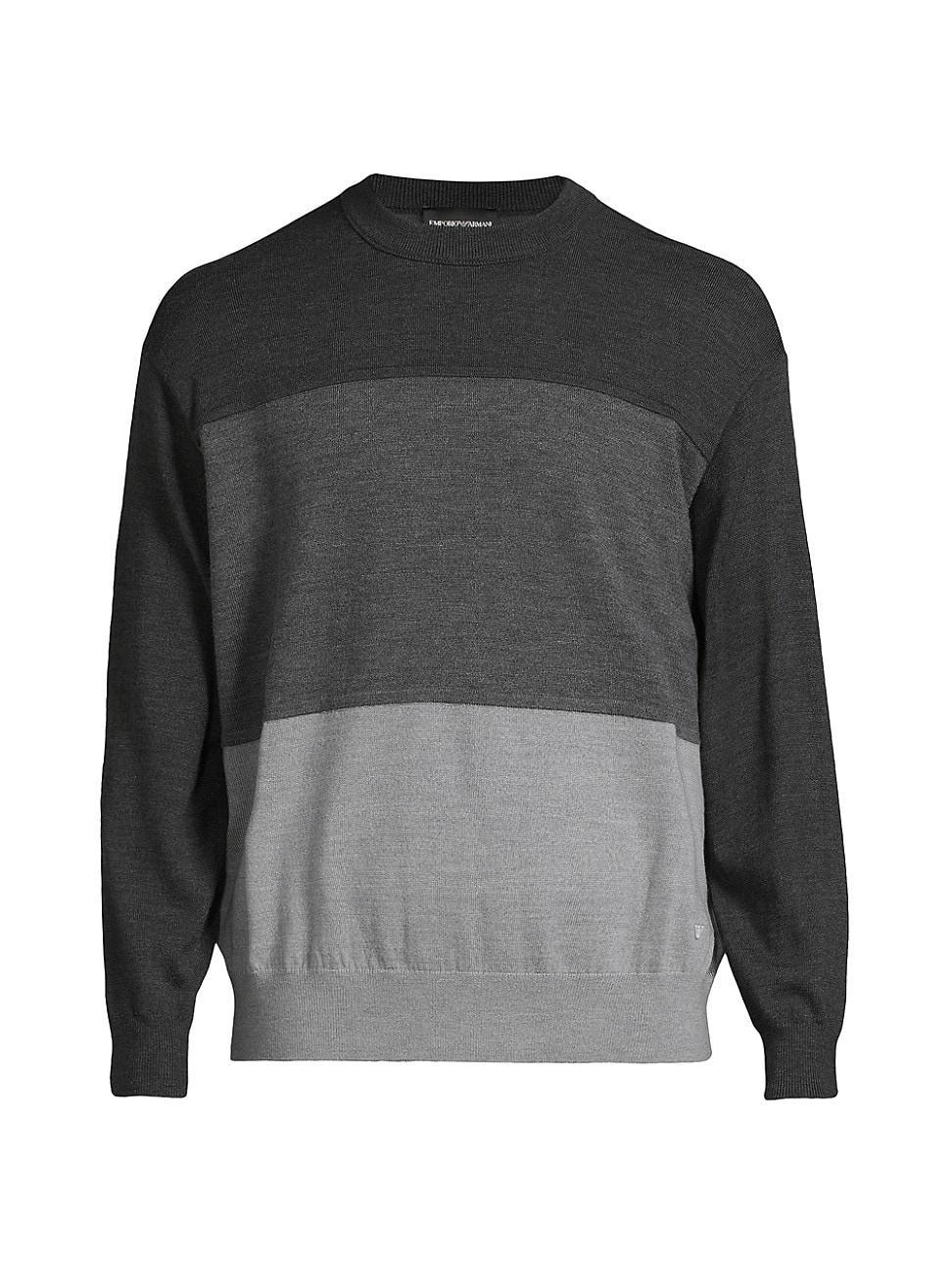 Men's Wool Color Block Crewneck Sweater Product Image