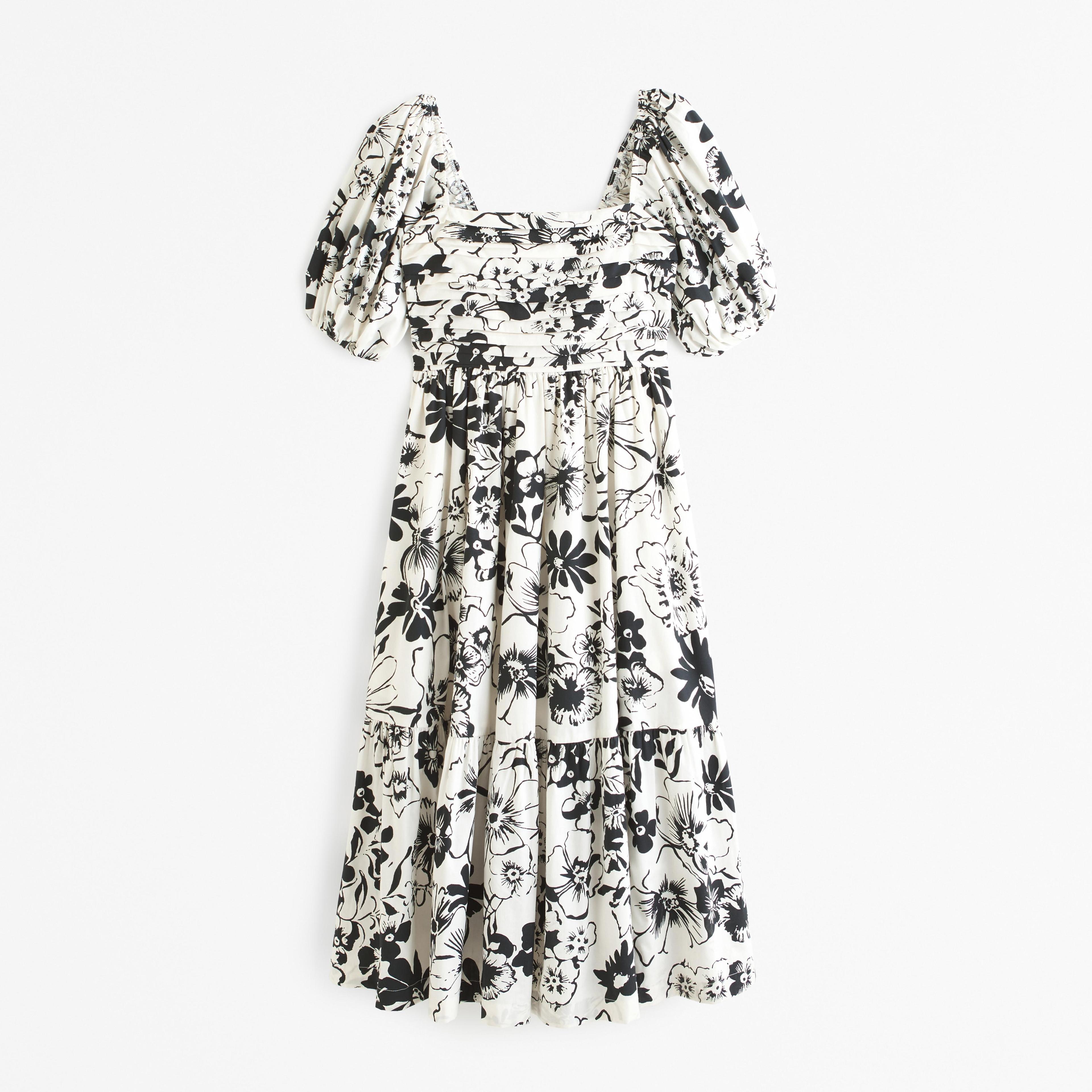 The A&F Emerson Poplin Puff Sleeve Midi Dress Product Image