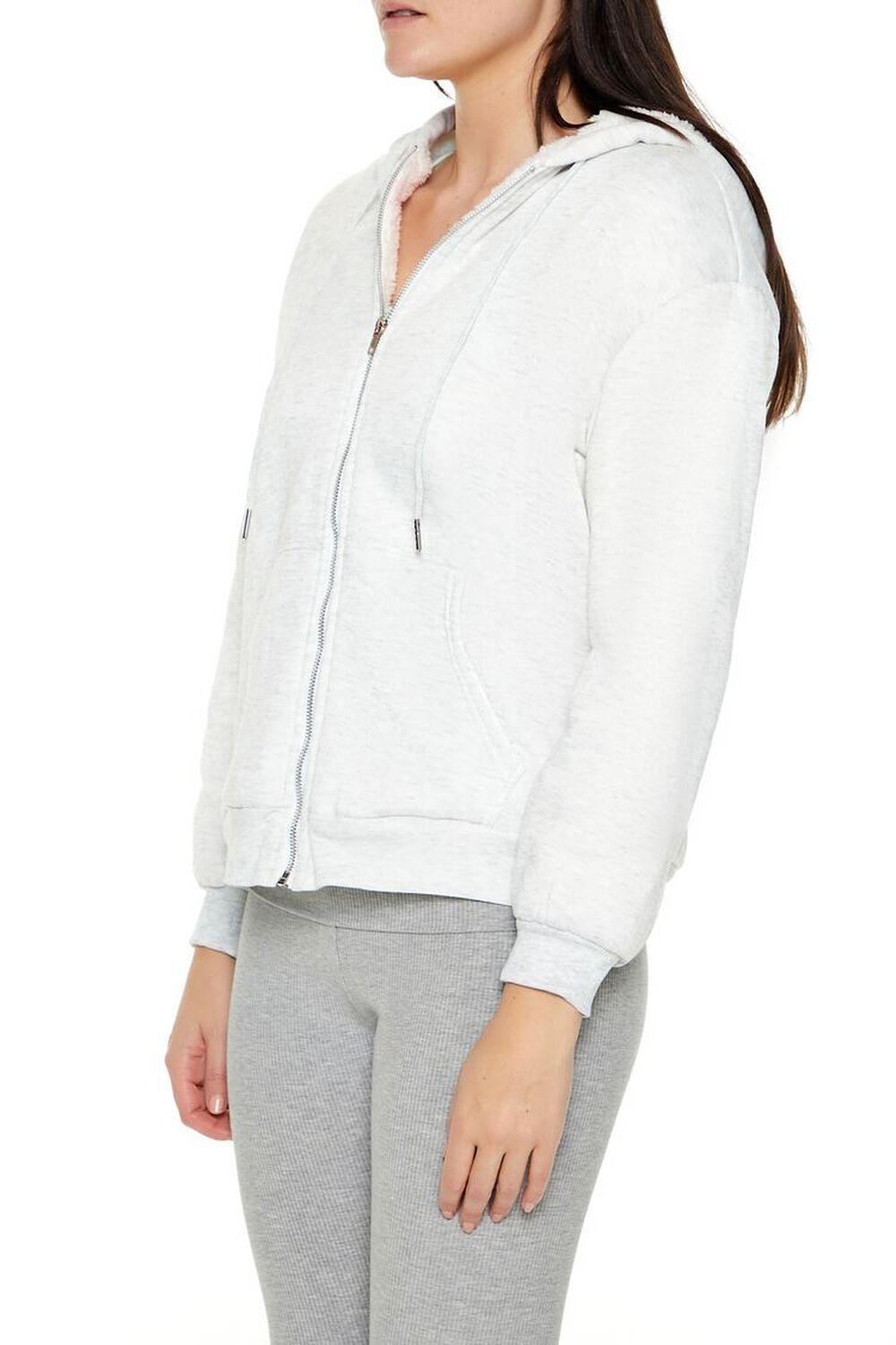 Faux Shearling-Lined Zip-Up Hoodie | Forever 21 Product Image