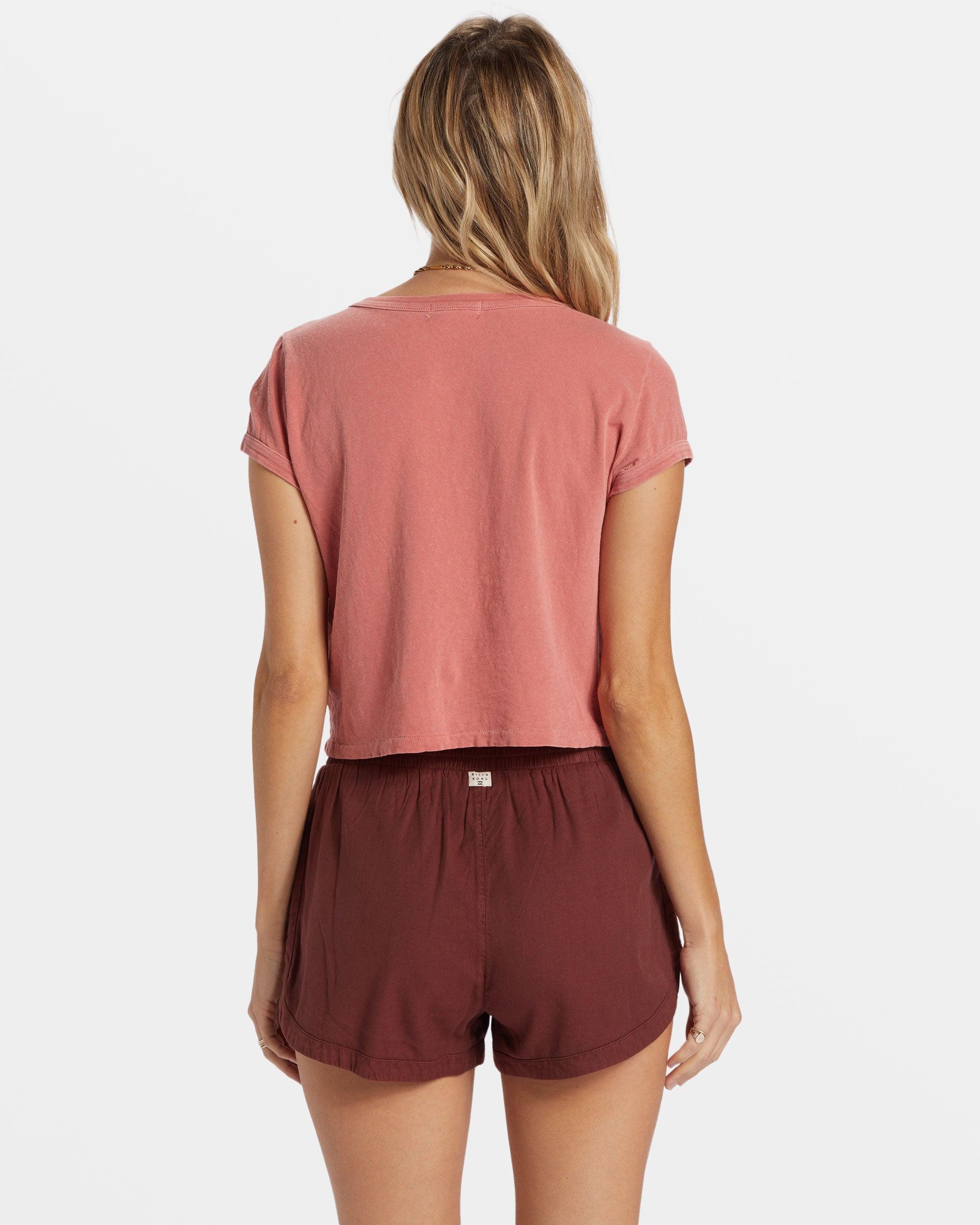 Road Trippin Elastic Waist Shorts - Choc Cherry Female Product Image