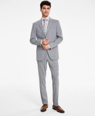 Dkny Mens Black Plaid Modern Suit Separates Product Image