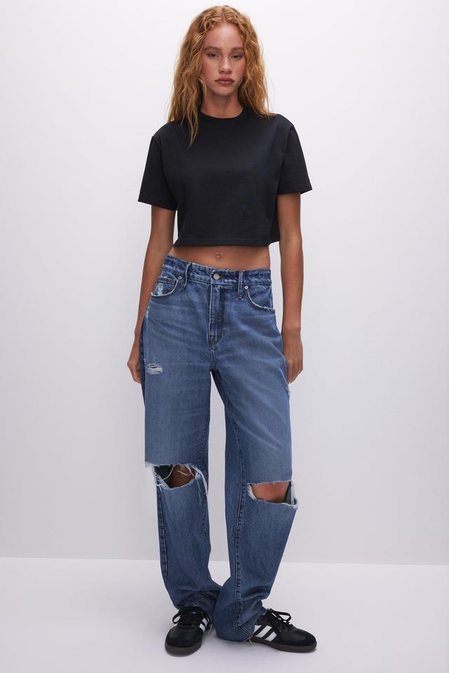 COTTON CROPPED TEE | BLACK001 Product Image