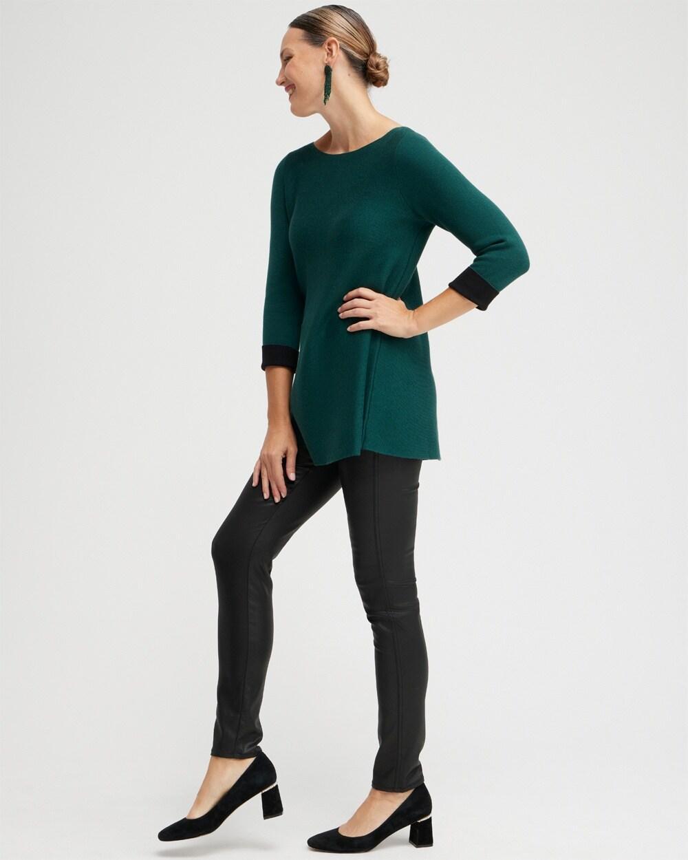 Green Double Knit Pullover Sweater Product Image