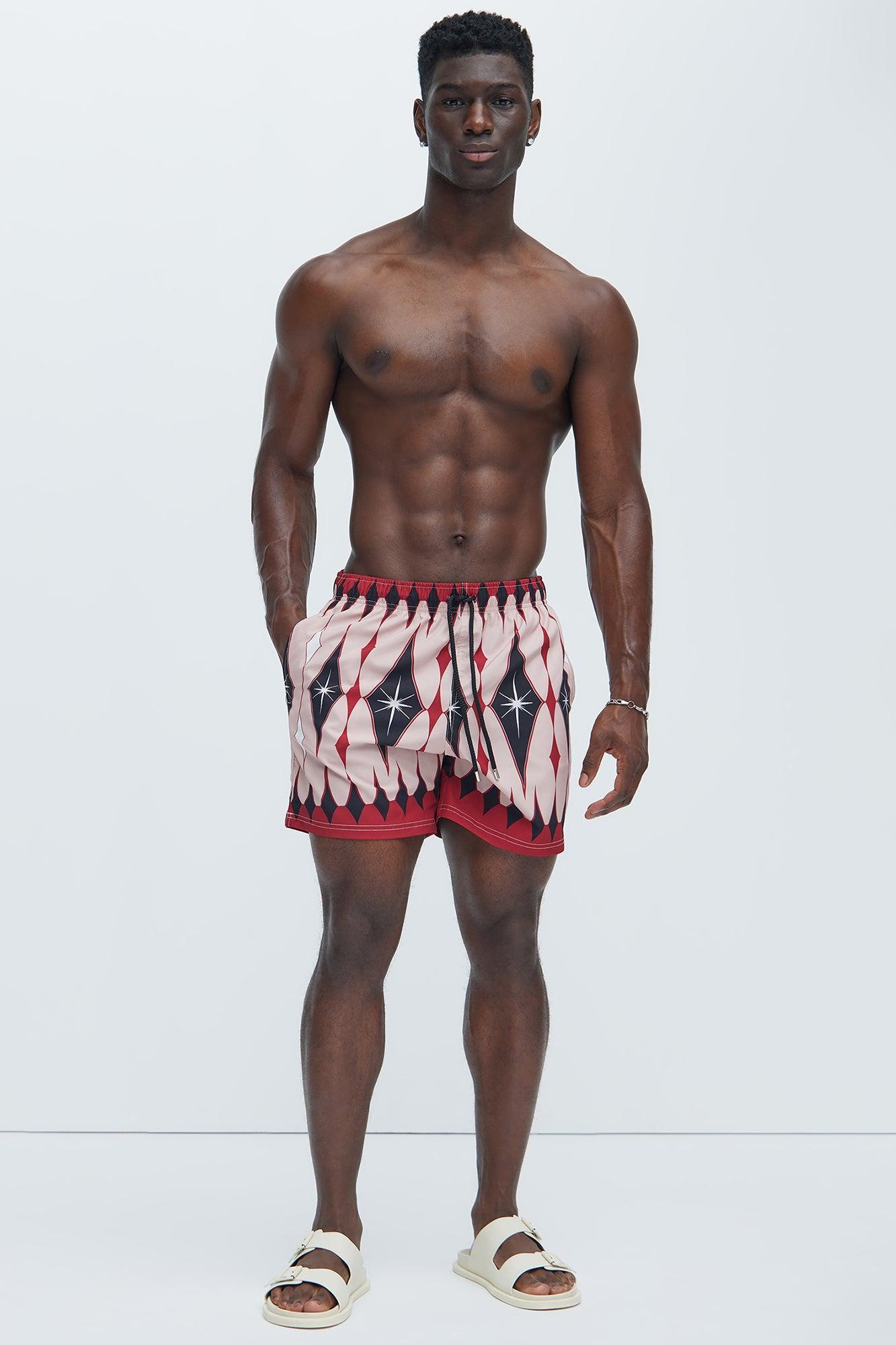 Breakdawn Graffiti Swim Trunks - Black/Red Product Image