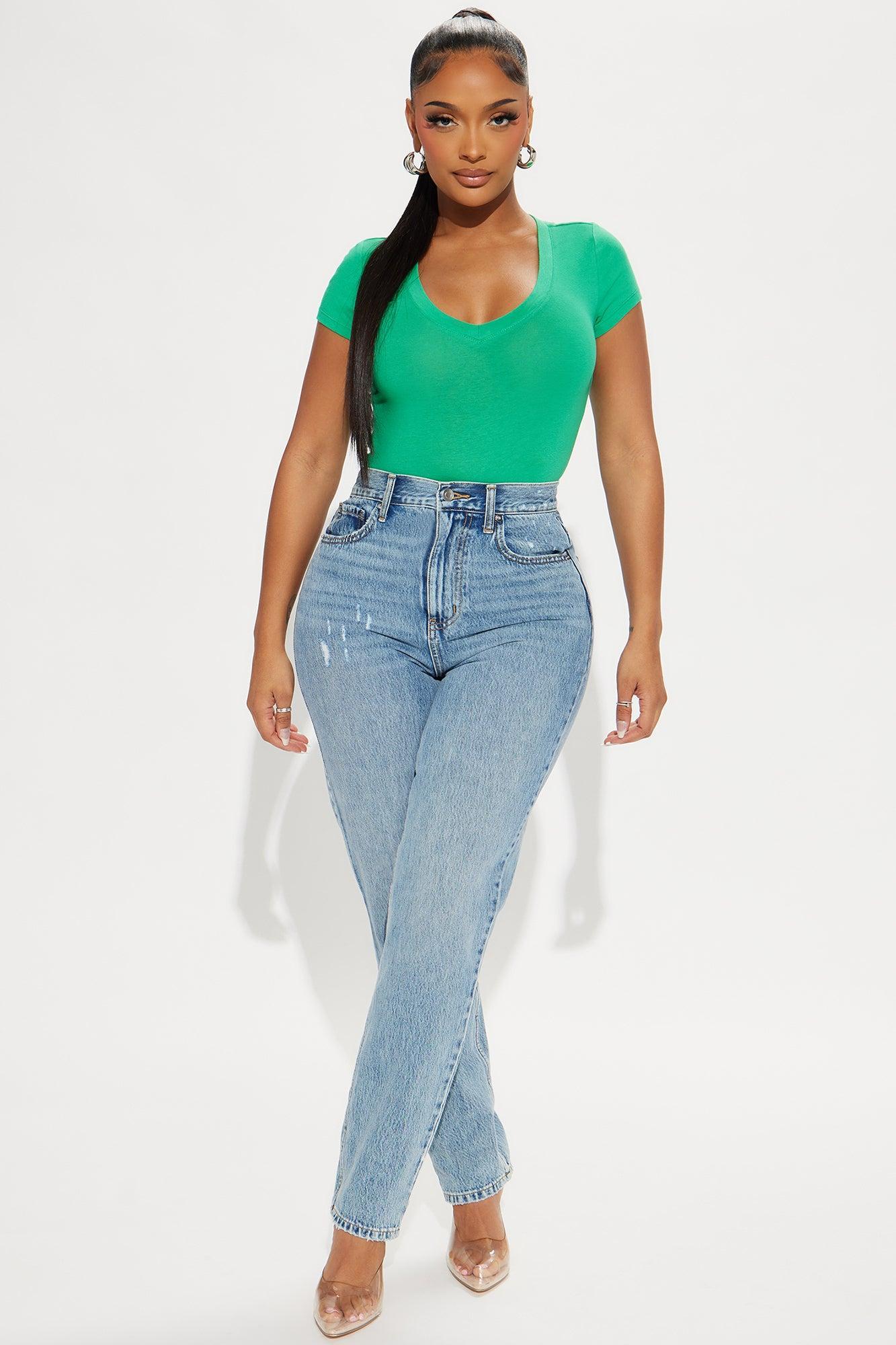 Ashley V-Neck Top - Kelly Green Product Image