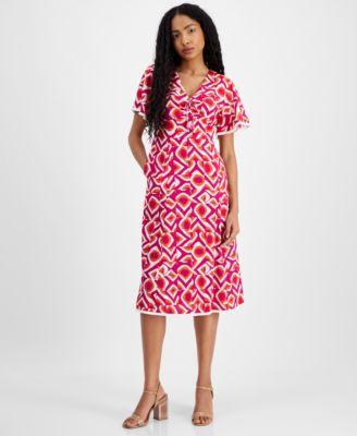 Petite Printed Midi Dress Product Image