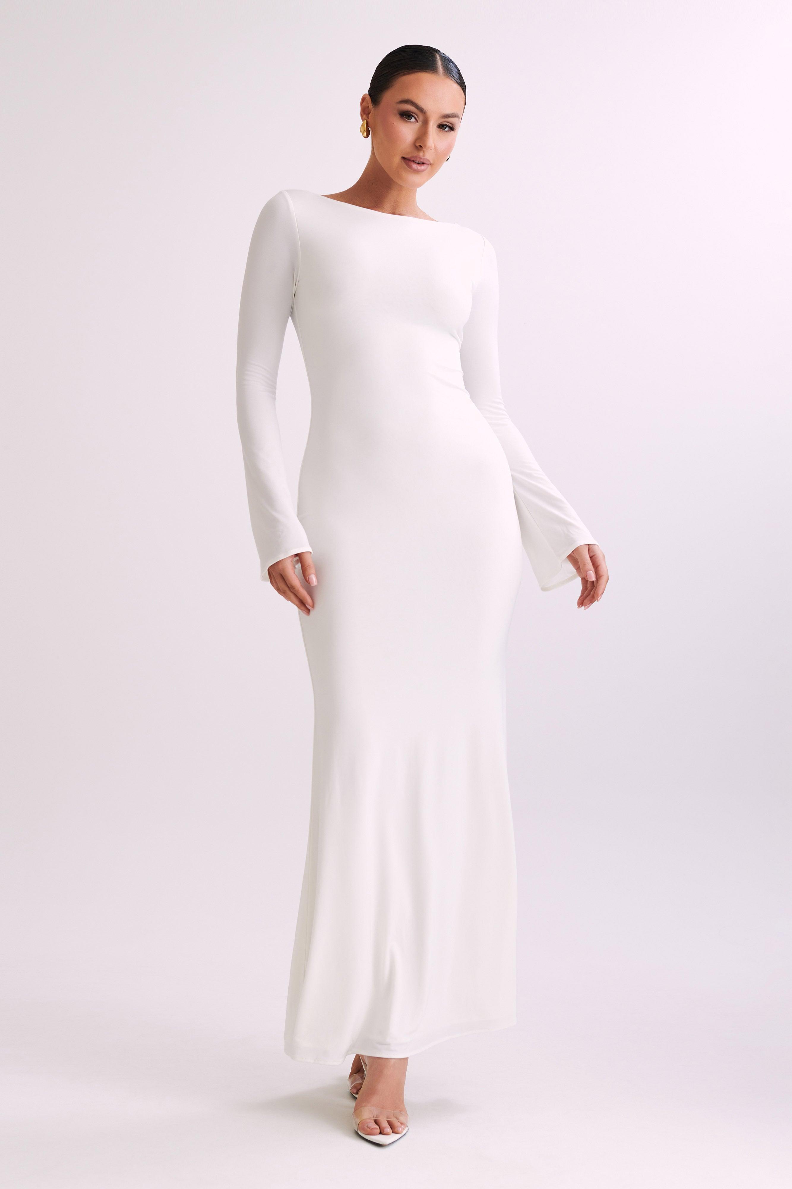 Tarna Slinky Fishtail Maxi Dress - Ivory Product Image