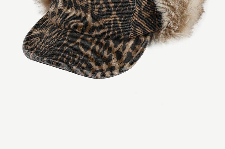 Leopard Print Fleece Cap Product Image