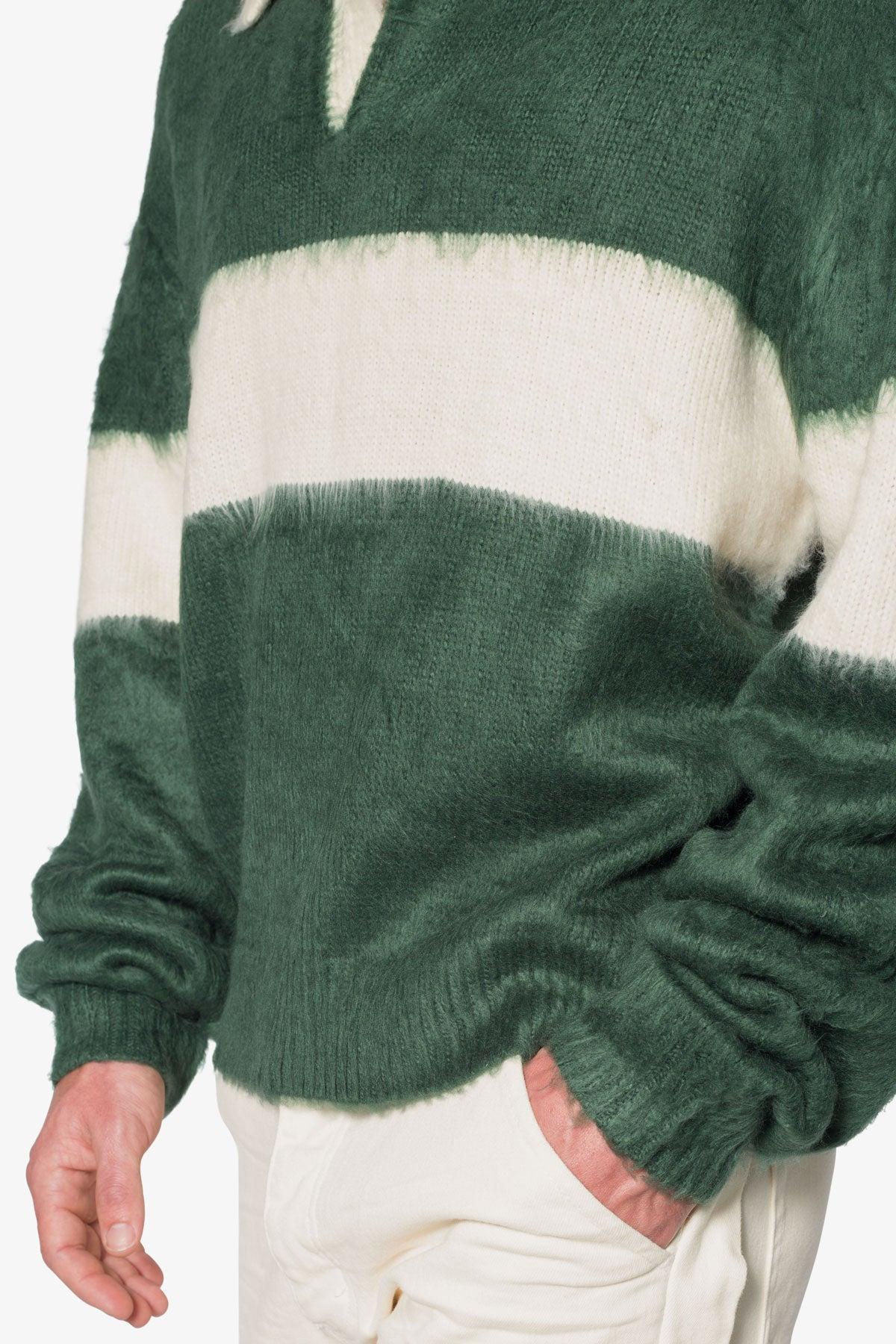 Mohair Rugby Sweater - Green/White Product Image