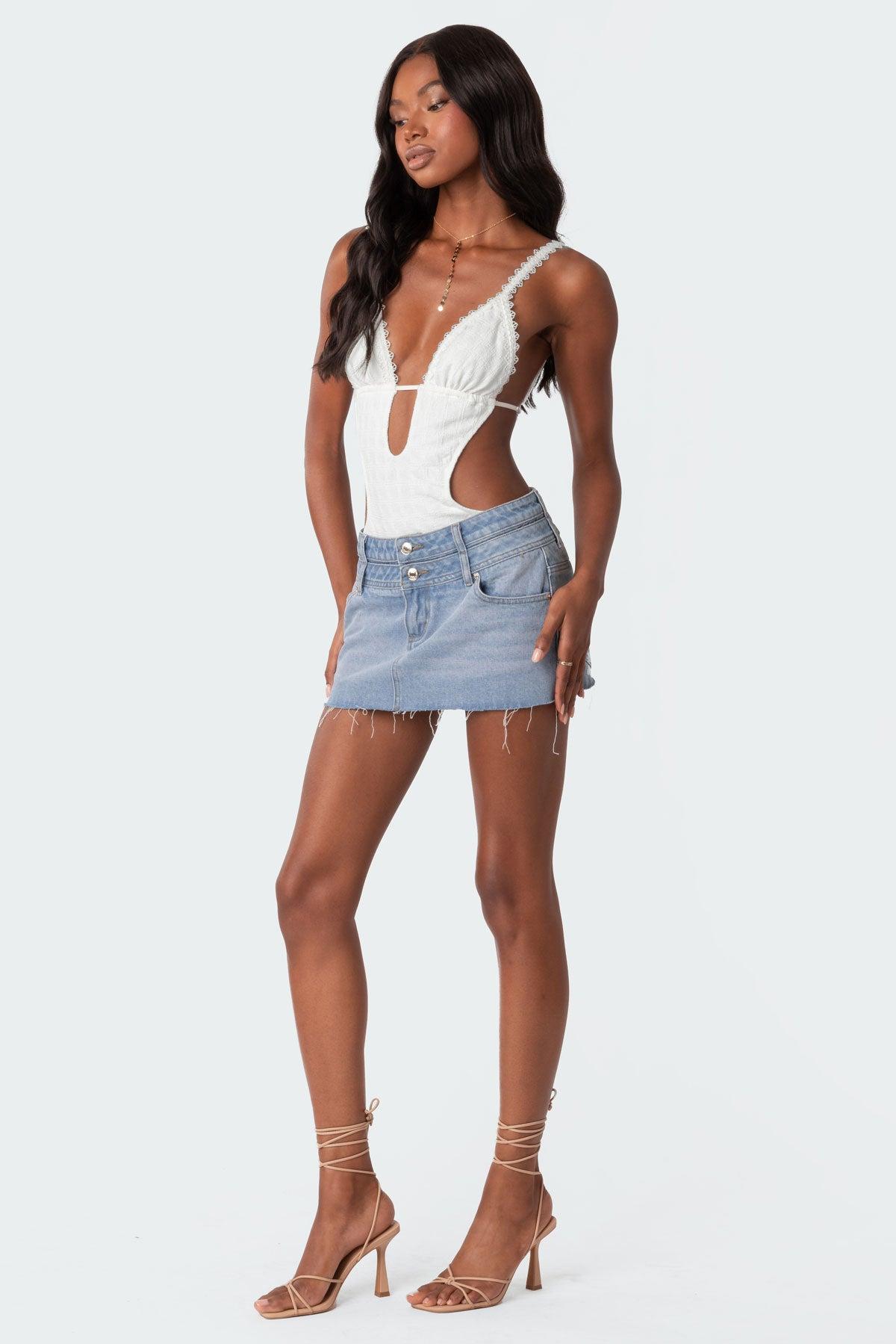 Textured Cut Out Bodysuit Product Image