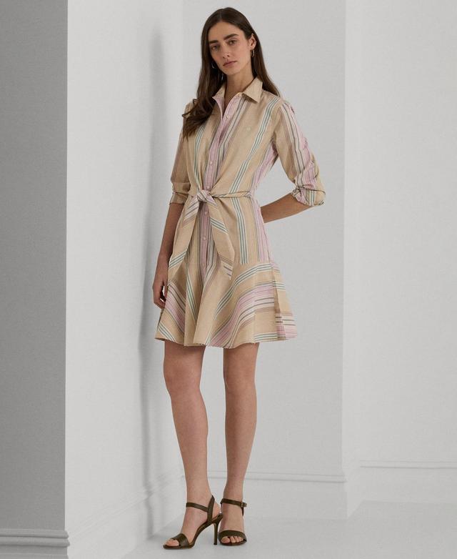 Women's Striped Tie-Waist Broadcloth Shirtdress Product Image