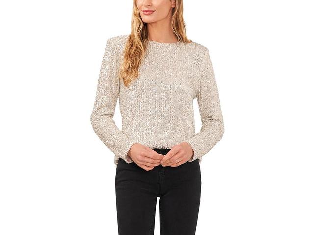 CeCe Long Sleeve Crew Neck (Champagne) Women's Clothing Product Image