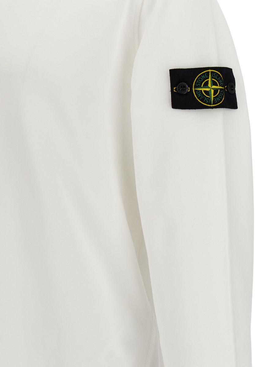 STONE ISLAND Logo Sweater  In White Product Image