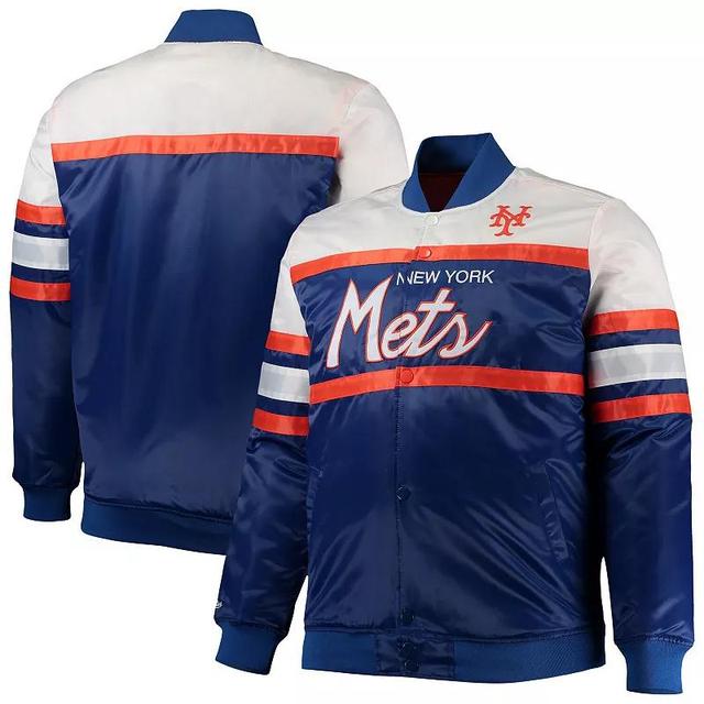 Mens Mitchell & Ness Royal/Orange New York Mets Big & Tall Coaches Satin Full-Snap Jacket Product Image