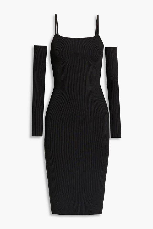 Convertible Ribbed-knit Dress In Black Product Image