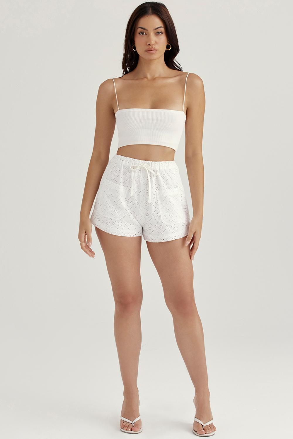 Mae White Broderie Anglaise Shorts Product Image