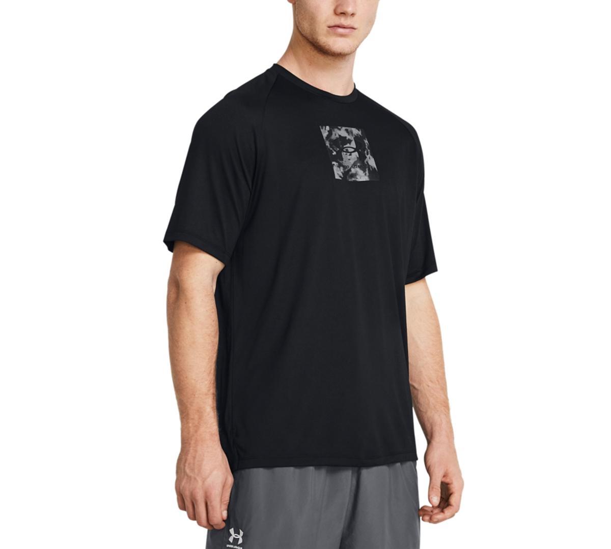 Under Armour Mens Ua Tech Camo-Fill Logo Graphic Performance T-Shirt - Black Product Image