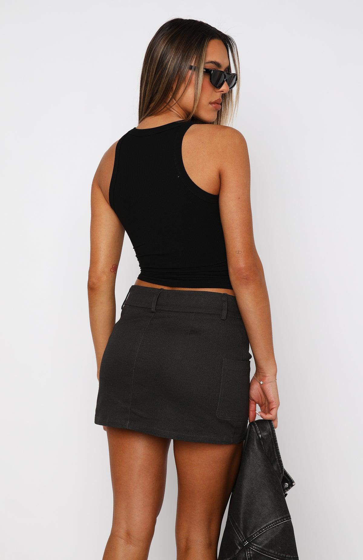 Sweet Goodbyes Mini Skirt Charcoal Product Image