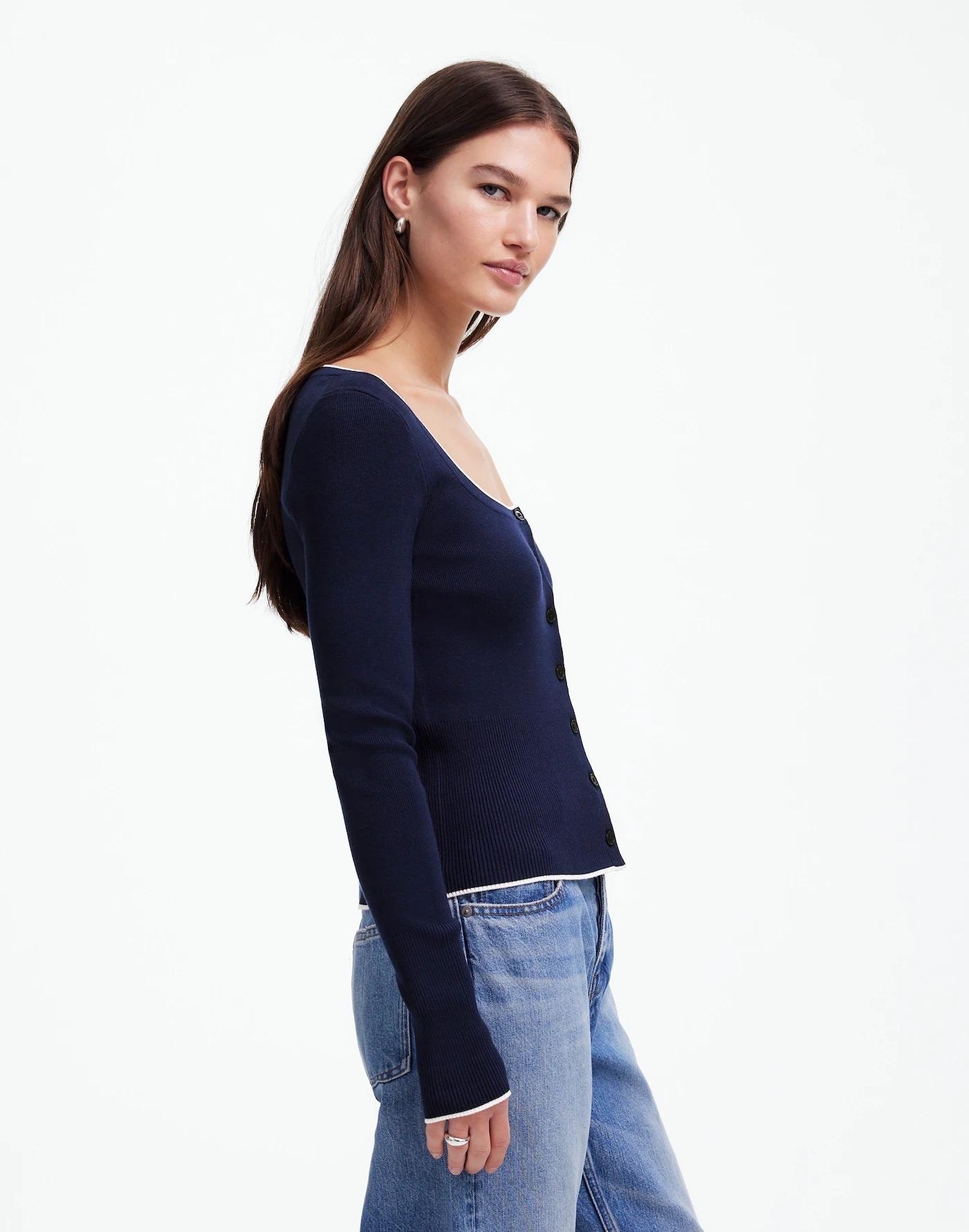 The Signature Knit Scoopneck Cardigan Product Image