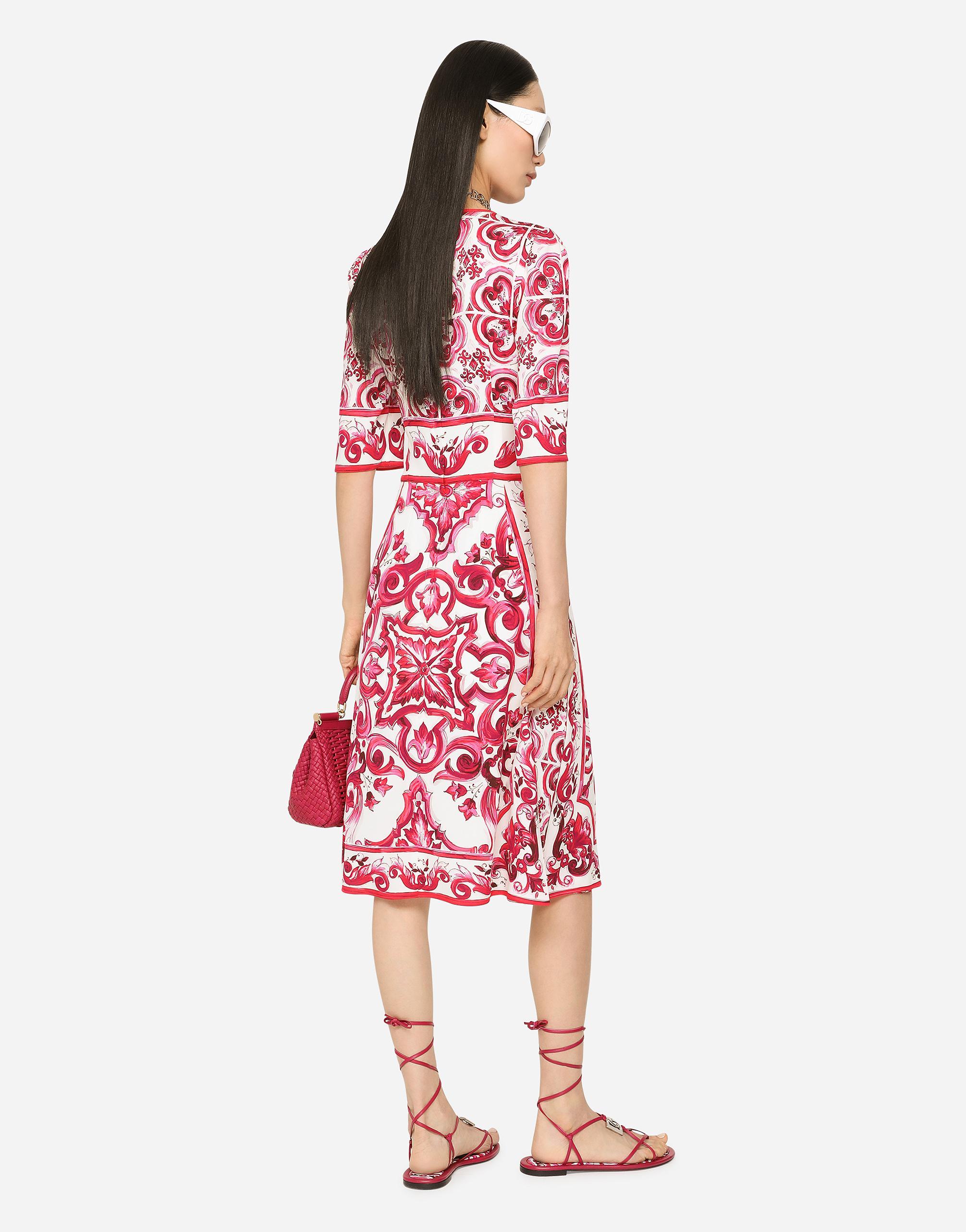 DOLCE & GABBANA Majolica-print Midi Dress In Red Product Image