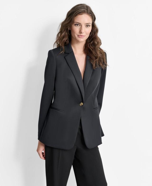 Dkny Womens Single-Button Padded-Shoulder Blazer Product Image