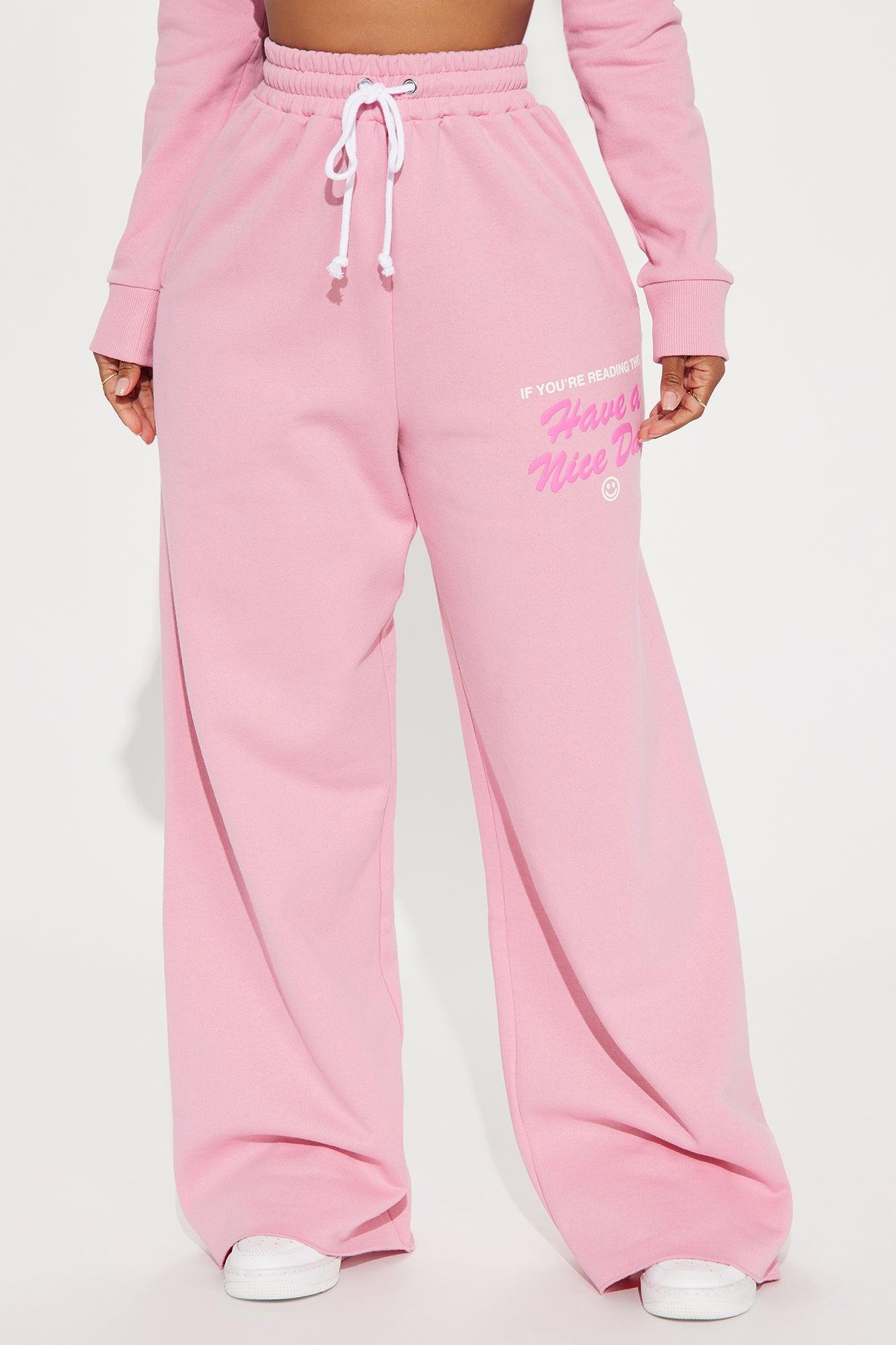 Have A Nice Day Wide Leg Sweatpants - Pink Product Image