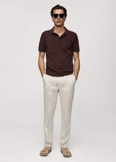 MANGO MAN - Fine-knit polo shirt coffeeMen Product Image