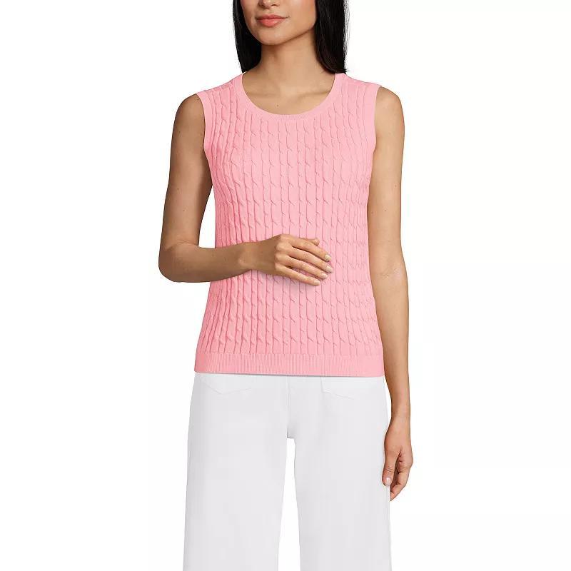 Lands End Womens Fine Gauge Cable Tank Sweater Product Image