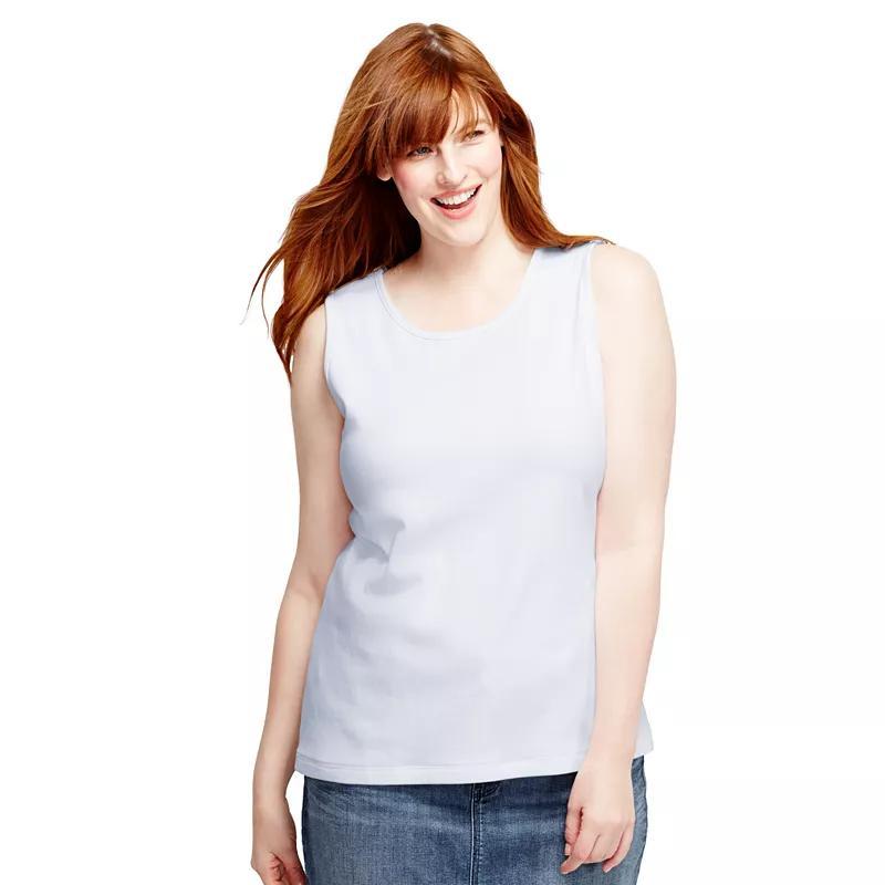 Womens Lands End Cotton Tank Top Grey Product Image