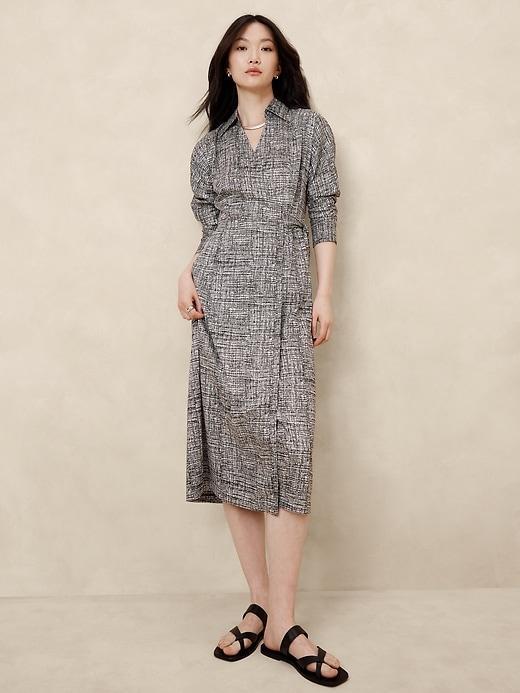 Silky Twill Wrap Midi Dress product image