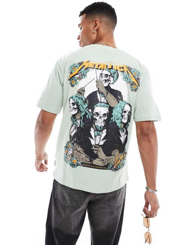 ONLY & SONS oversized t-shirt with Metallica back print in sage green Product Image