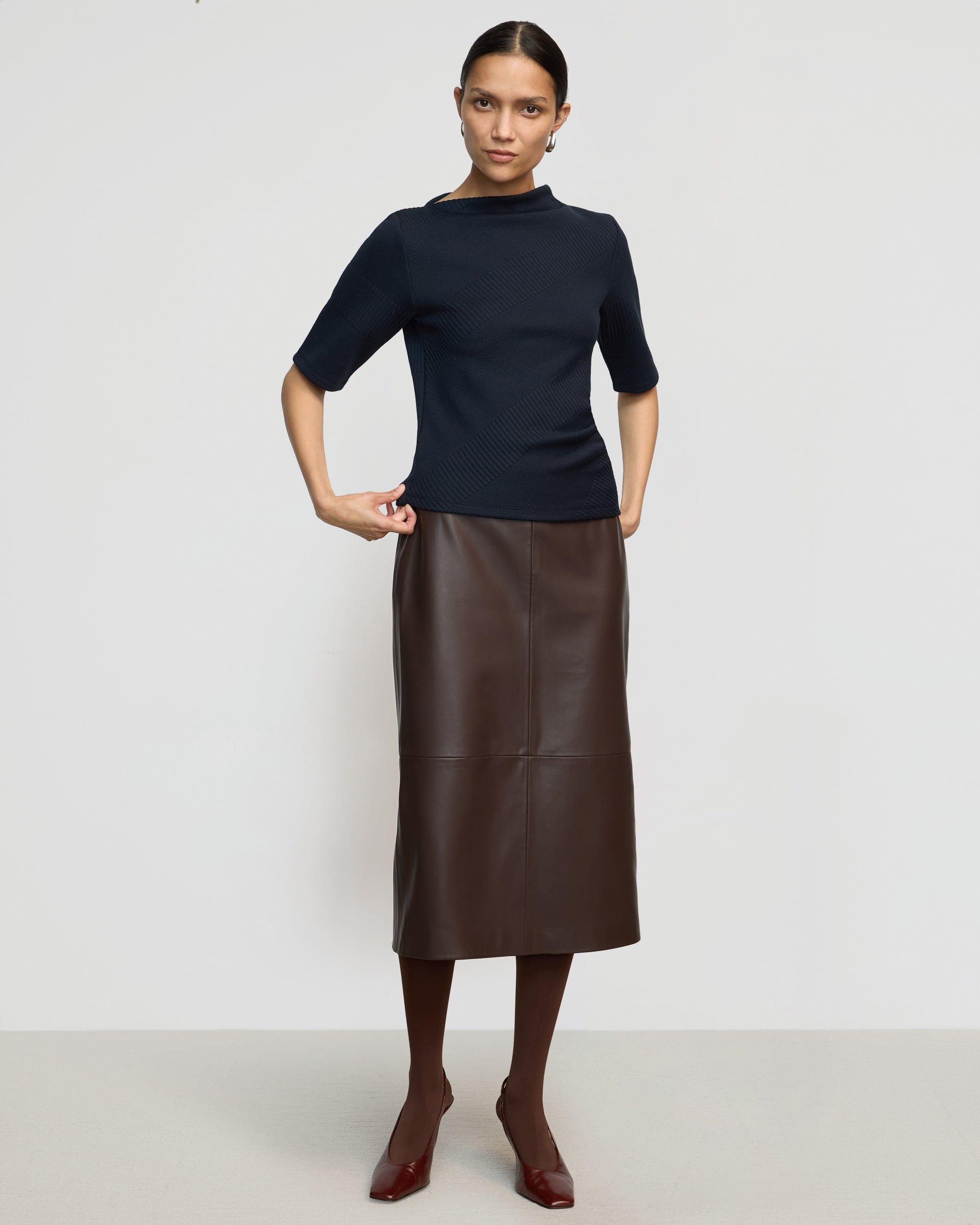 Briony Back Split-Hem Vegan Leather Skirt Product Image