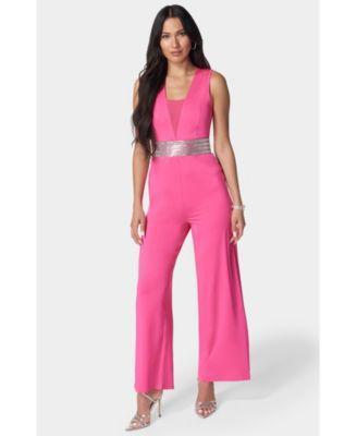 bebe Womens Embellished Wide Leg Jumpsuit Product Image